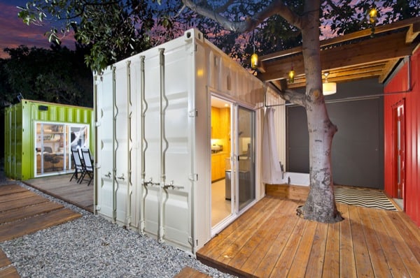 Multiple patios container homes