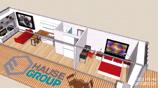 interior of shipping container house US