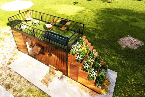 Roof deck shipping container home