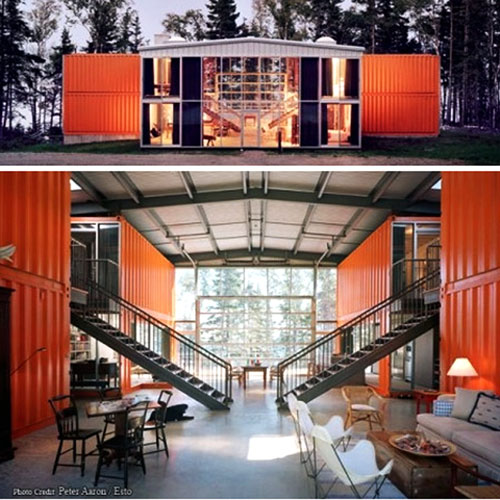 Shipping container house big courtyard